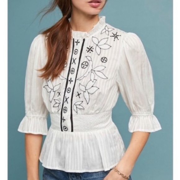 Anthropologie Tops - Anthropologie Meadow Rue Meila Embroidered Top
